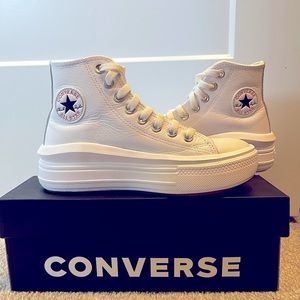 Converse Chuck Taylor All Star Move Hi sneakers in white.
